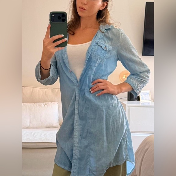 Light Blue Button-Up Tunic - Picture 3 of 5